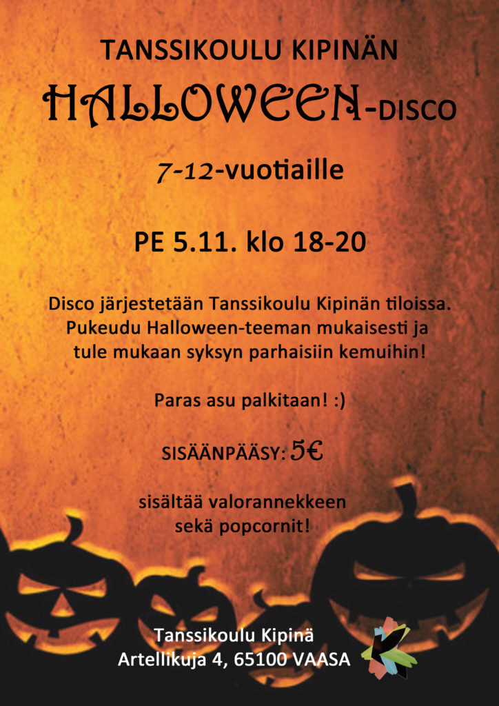 Halloween-disco 5.11. klo 18-20!