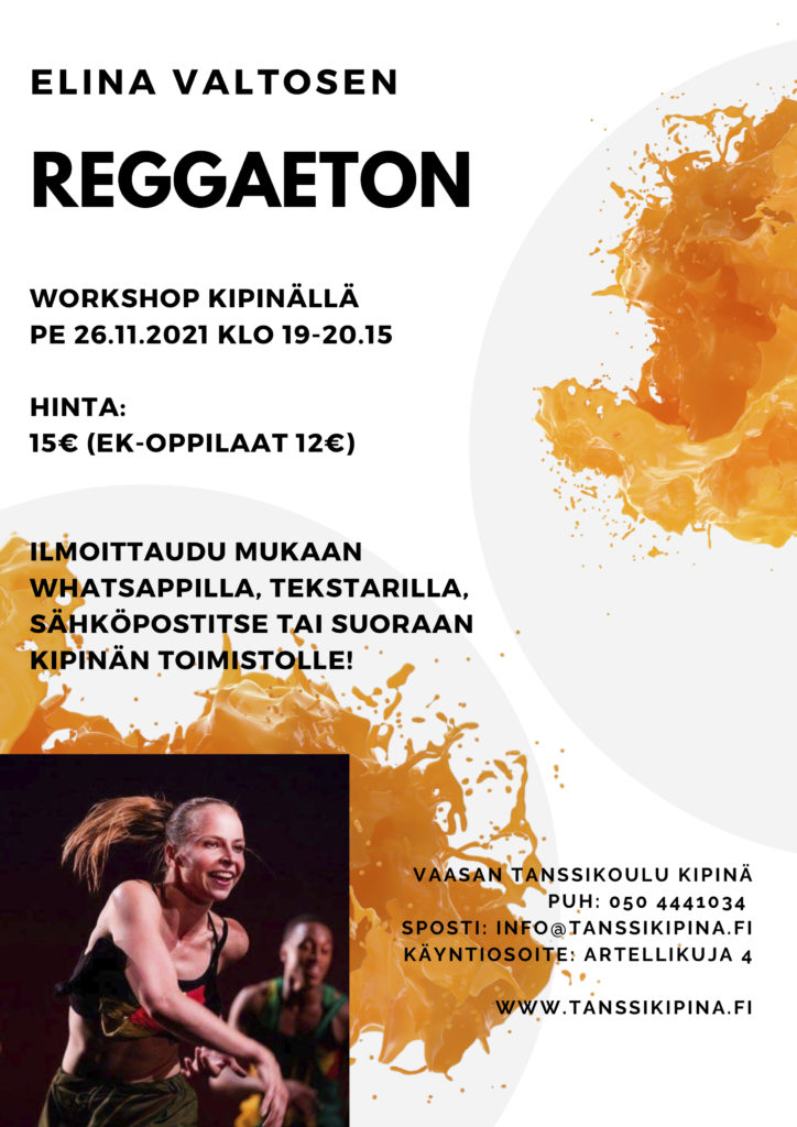 Elina Valtosen reggaeton workshop Kipinällä pe 26.11.